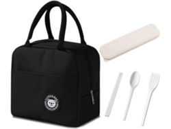 Bolsa térmica negra para el almuerzo, impermeable y a prueba de fugas, reutilizable y plegable. GOKOCO