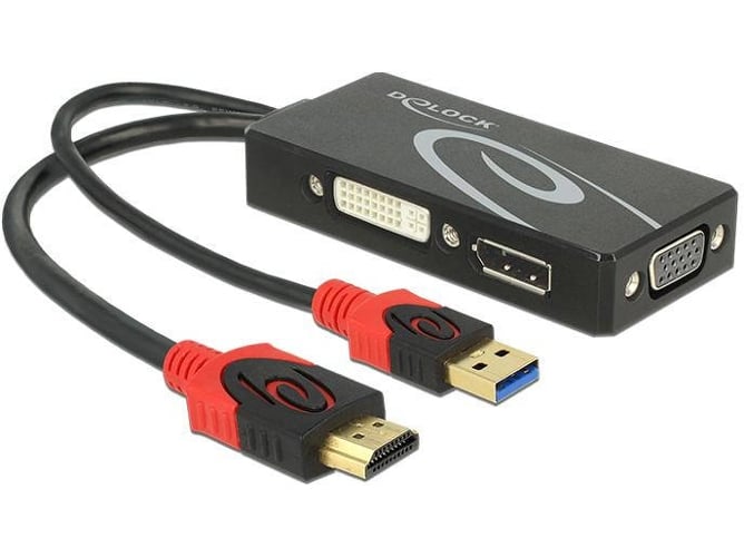 Adaptador HDMI DELOCK HDMI-A 19 pin para DVI-I Negro y Rojo 0.135m