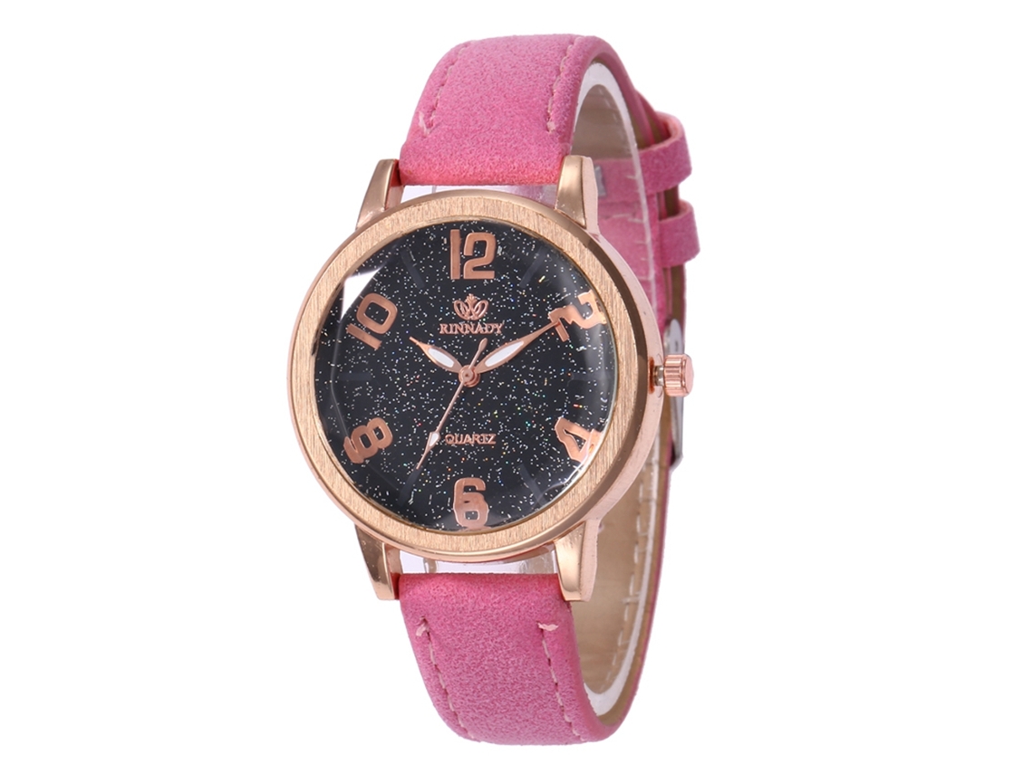 Reloj De Cuarzo Con Correa De Cuero, Estilo Sencillo Y Moderno Para Complementar El Look Femenino (rosa).