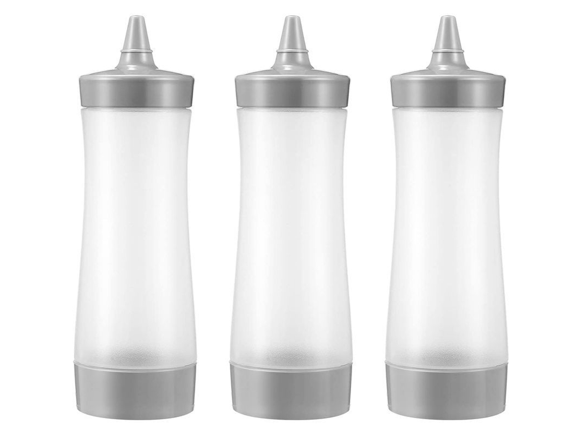 Botella Para Condimentos Con Tapón Dosificador, 350 Ml, De Plástico Pp+pe Gris.