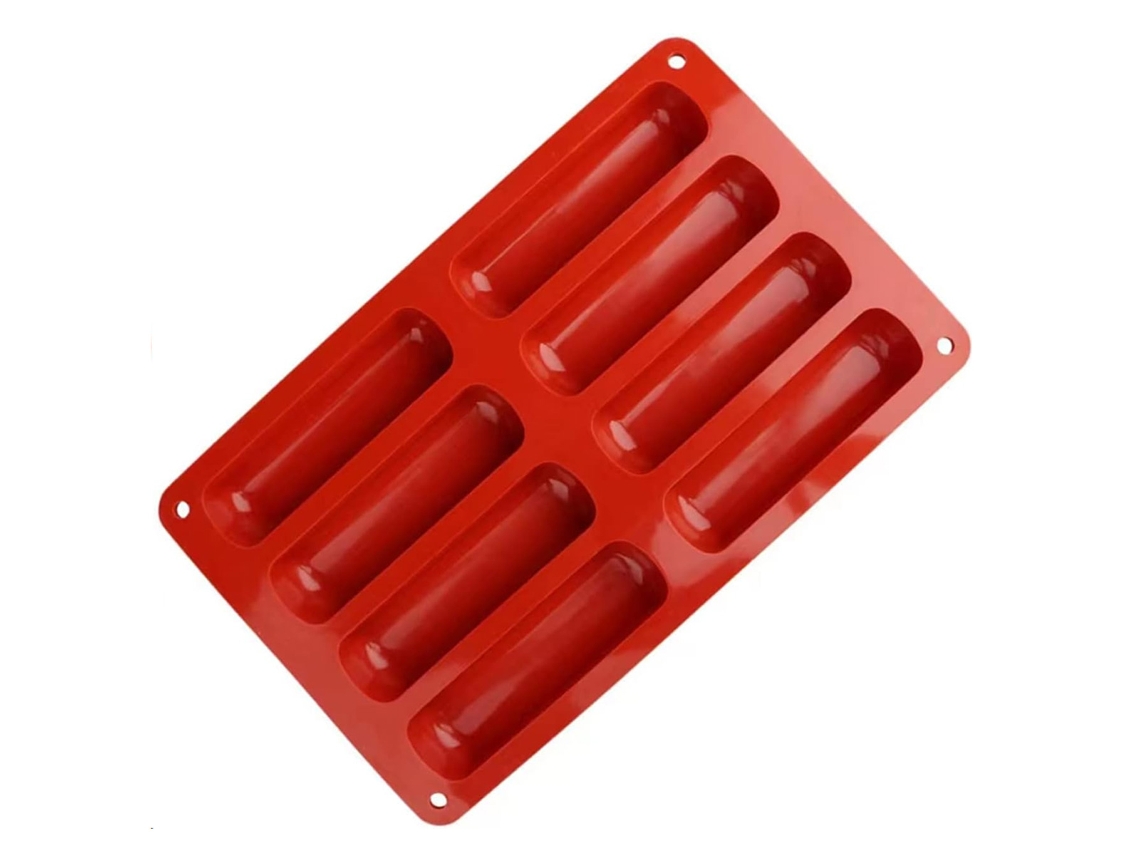 MEOIRUERY Molde de silicona para galletas de dedo, antiadherente, 8 cavidades, tiras largas, para hornear pasteles, chocolates, paletas heladas y brownies. Mold