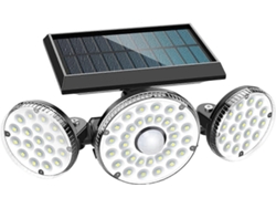 Lámpara solar de exterior con 70 LED, sensor de movimiento, clasificación IP65, rotación de 360°.