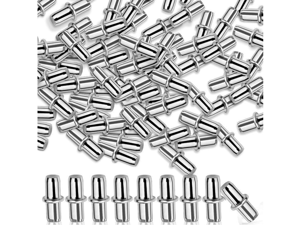 50 Pasadores Y Soportes Metálicos Niquelados Para Estantes, Ideales Para Muebles, Armarios Y Librerías.
