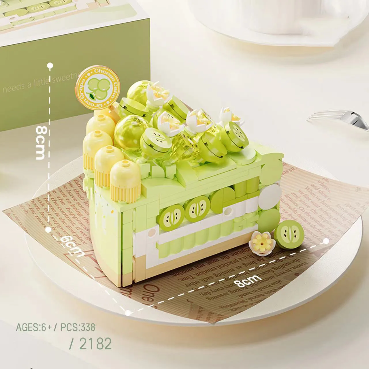 (uva Verde) Mini Bloques De Construcción De Comida Creativa, Ensamblaje De Postres Con Bloques De Construcción