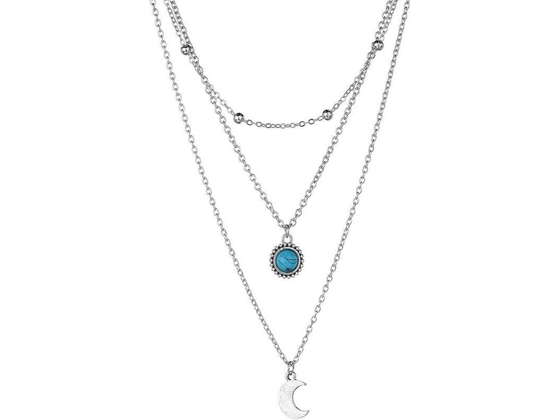 Collar con colgante de corazón en capas y perlas plateadas, modelo 2026, para mujeres y niñas.