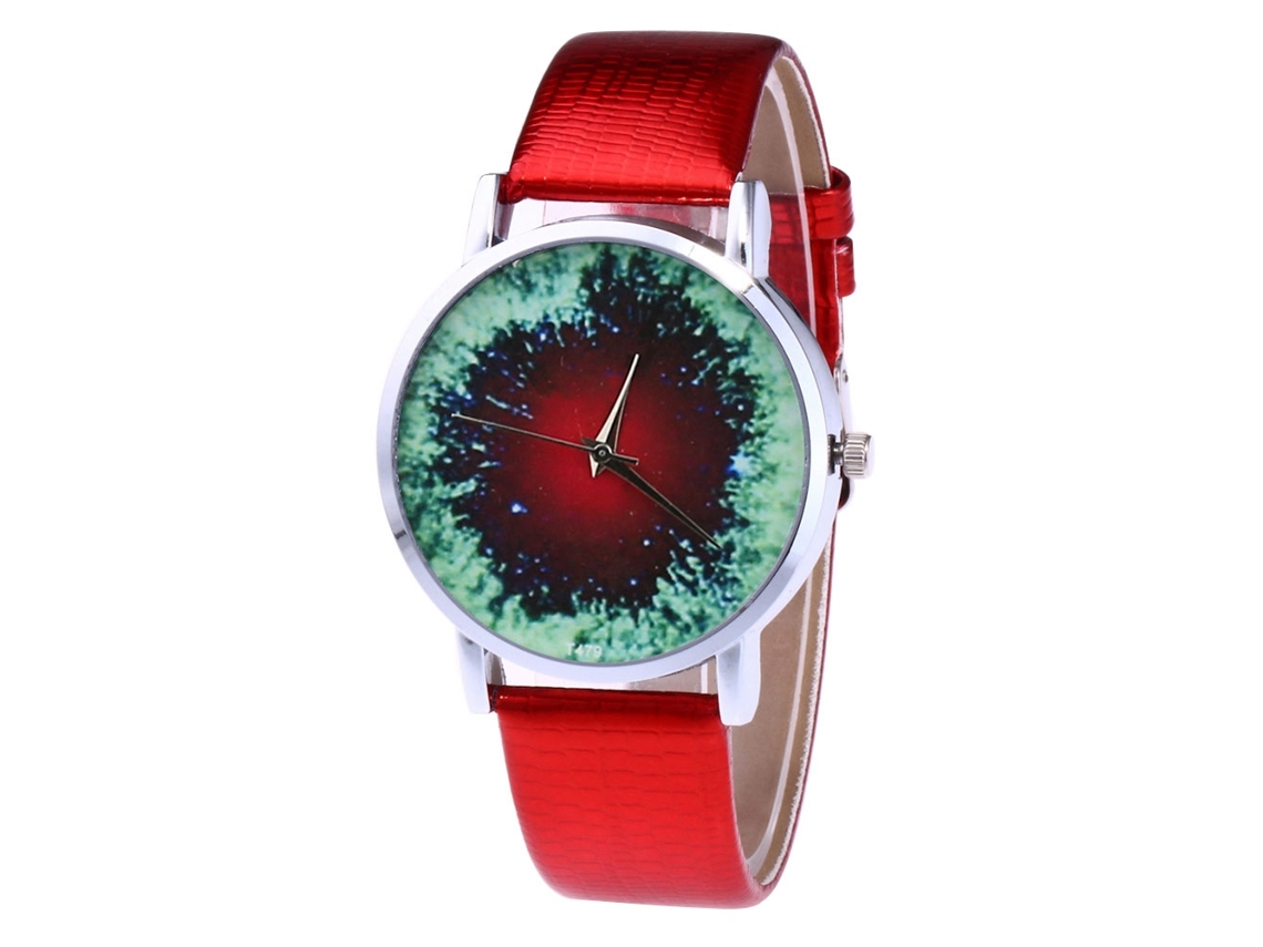 Reloj De Pulsera Unisex Para Parejas Zhoulianfa Con Correa De Cuero Sintético Rojo.