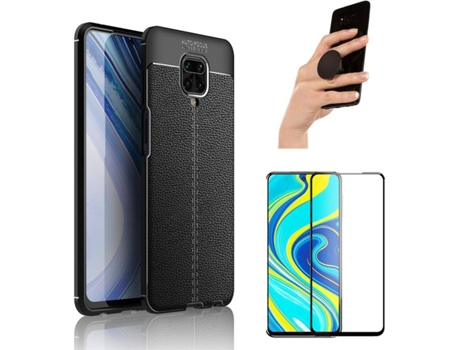 Carcasa, Protector y Popsocket Xiaomi Redmi Note 9 Pro Rugged Leather Negro