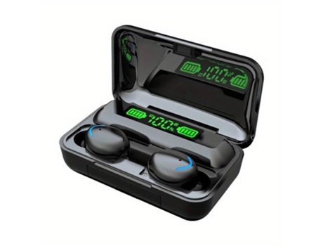 Auriculares bluetooth Tech Mundo TMAU011, power bank 2000mAH, 9D sonido, Negro