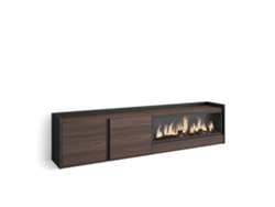 Mueble para TV, 212x35x50cm, para televisores de hasta 80'', chimenea eléctrica XXL, roble oscuro y negro.