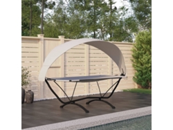 Tumbonasilla De Jardín Con Dosel De Acero Y Tela Oxford Crema Wsd28251
