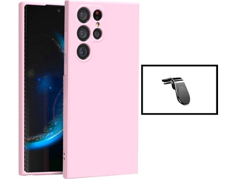 Kit Carcasa + Soporte de Auto Samsung Galaxy S22 Ultra 5G G4M Rosa