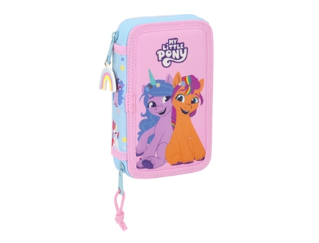 Plumier Doble My Little Pony Wild & free 12.5 x 19.5 x 4 cm Azul Rosa (28 piezas)
