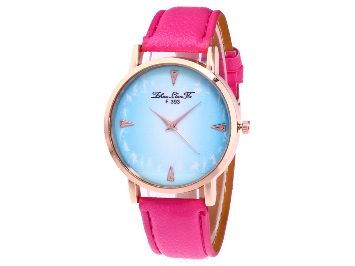 Reloj De Cuarzo Para Hombre Estudiante Coreano De Cuero F-393a Rojo Rosa