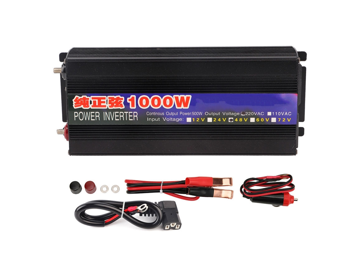 Inversor De Onda Senoidal Pura 1000w Convertidor Dc48v A Ac220v Para Coche Hogar Con Display Digital
