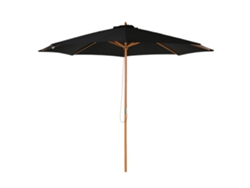 Sombrilla De Madera De Bambú De 300 Cm, Color Negro.