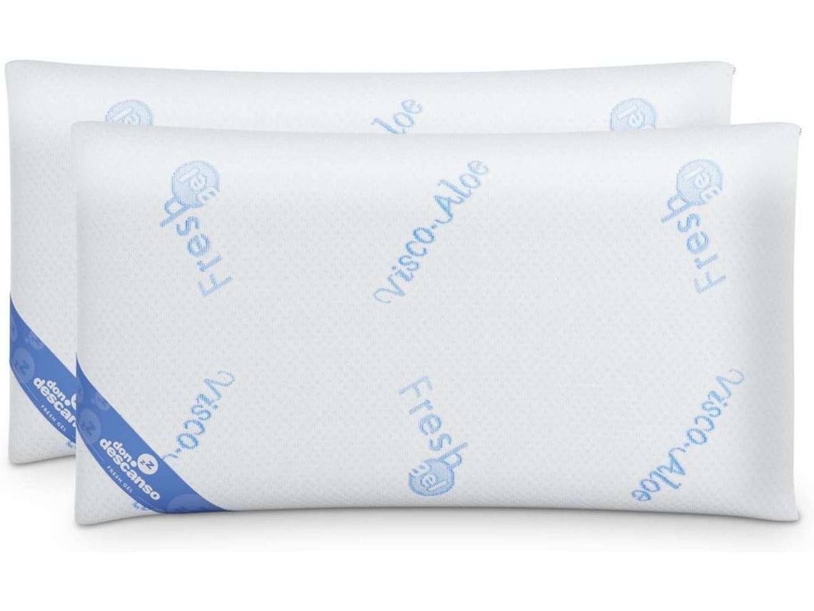 Almohadas Copos Viscoelástica  Nalui  Pack 2 (70x38 cm), Firmeza Media Gel Fresh Blanco