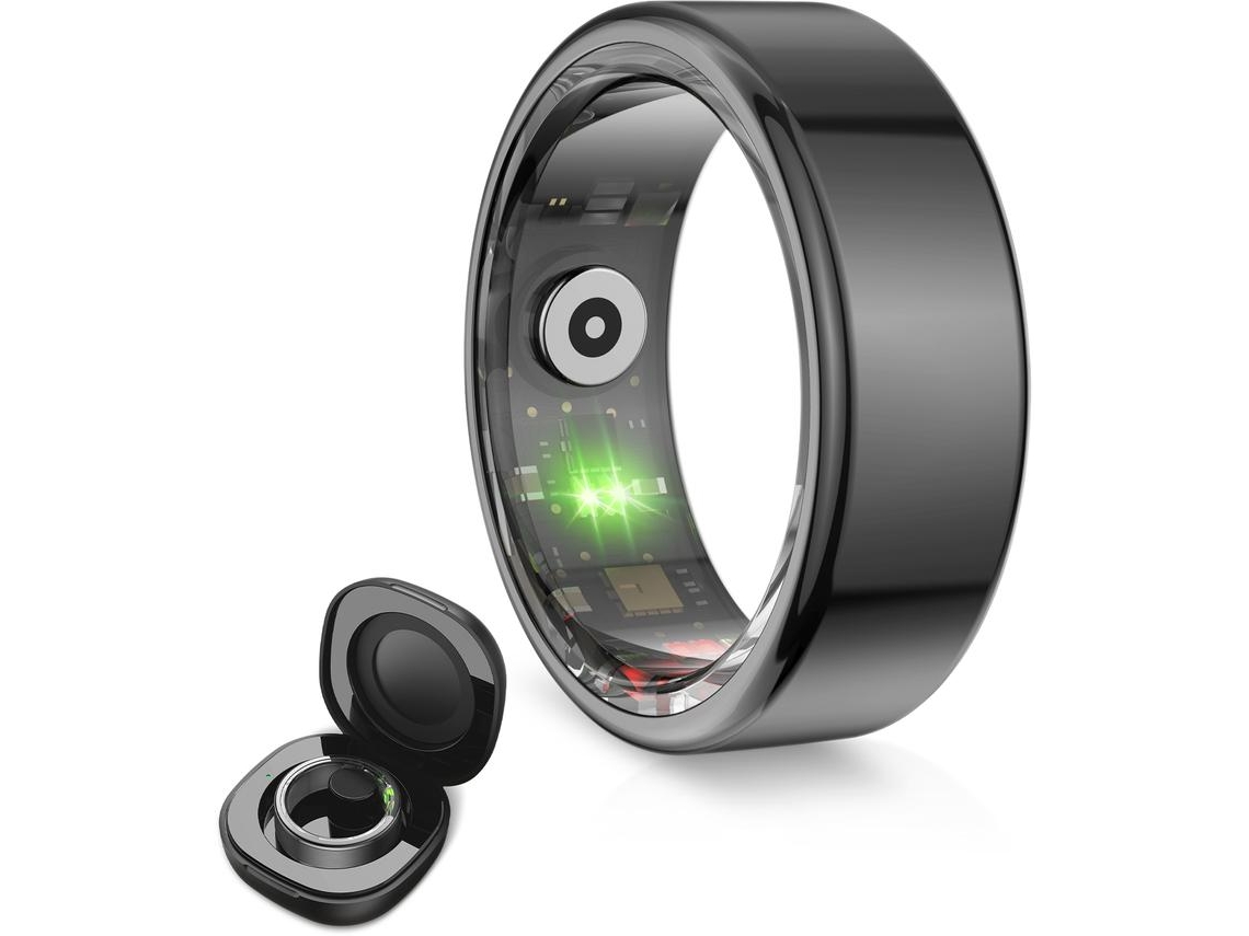 Anillo inteligente KSIX Saturn, Talla L, Autonomía 3 días, Actividad y Salud, Monitor Sueño, 5ATM, Negro