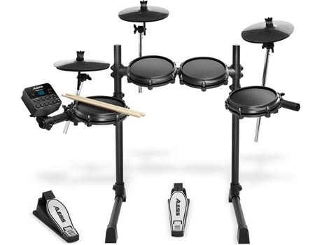 Alesis Turbo Mesh kit – batería musical de siete piezas malla bastidor acero gran robustez 100+ sonidos 30 pistas acompañamiento cables baquetas
