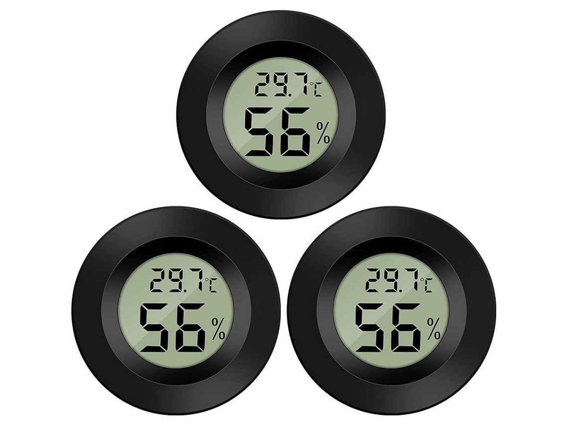 Termómetro Higrómetro Digital Lcd Portátil -50~70℃ 10%~99% Hr (3 Unidades - Negro)