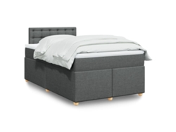 Cama Box Spring Con Colchón Tela Gris Oscuro 120x200 Cm