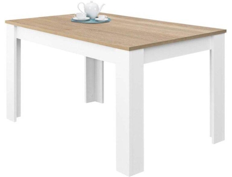 Habitdesign Mesa De comedor extensible o cocina acabado en color blanco artik y roble canadian modelo kendra melamina 123–173 x 78 75
