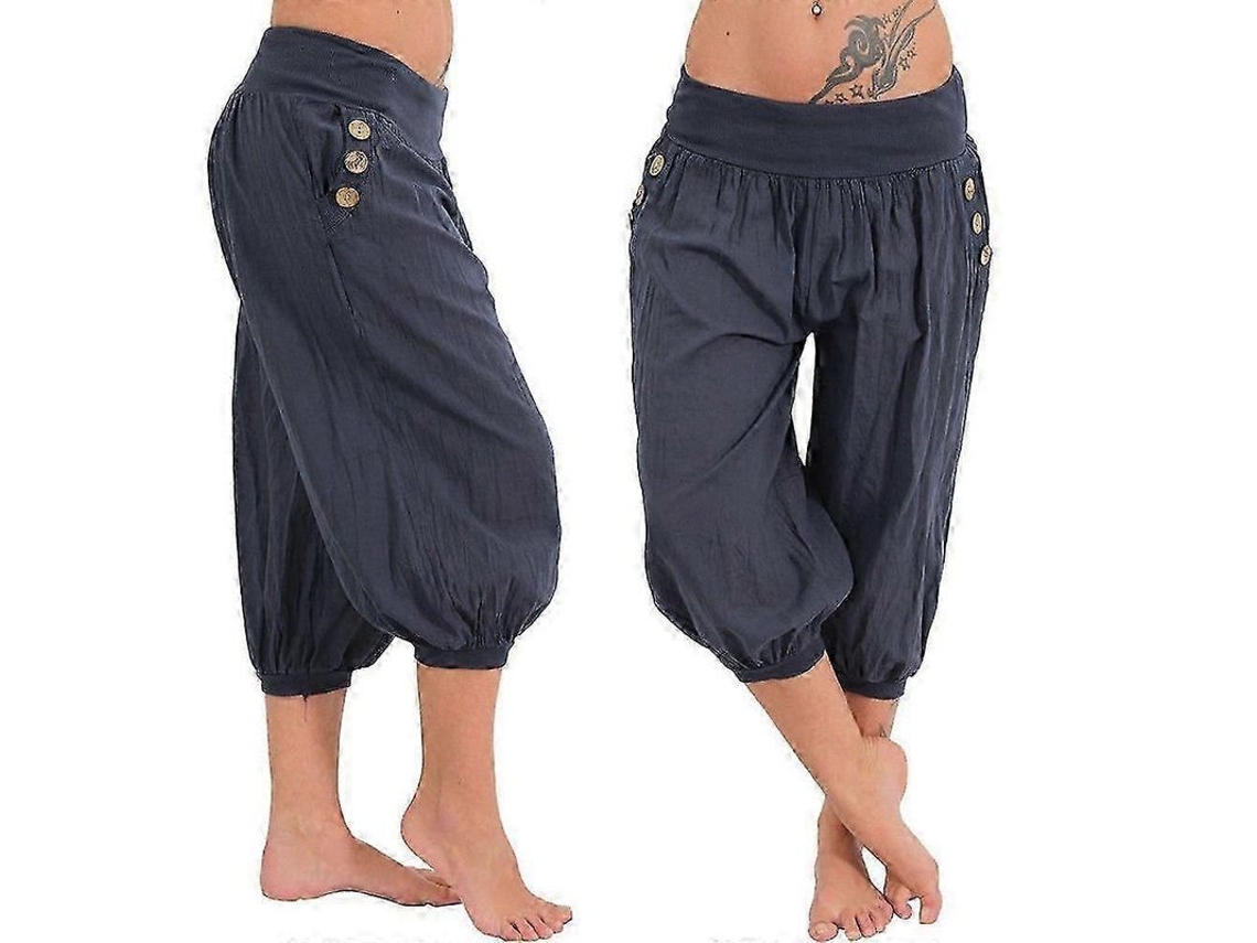 Pantalones De Lino Para Mujer, Estilo Casual De Verano, Corte Holgado, Pierna Ancha, Tallas Grandes, Cómodos Para Relajarse.