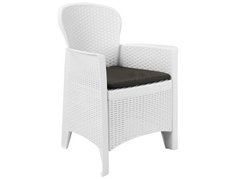 MAISON EXCLUSIVE Mesa y sillas de jardín 5 piezas plástico blanco aspecto ratán