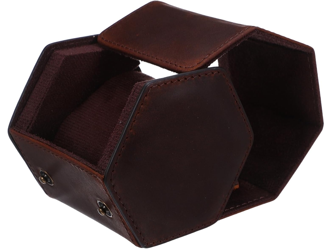 Estuche De Viaje Hexagonal Para Reloj, Caja De Regalo De Cuero Para Mujeres U Hombres.