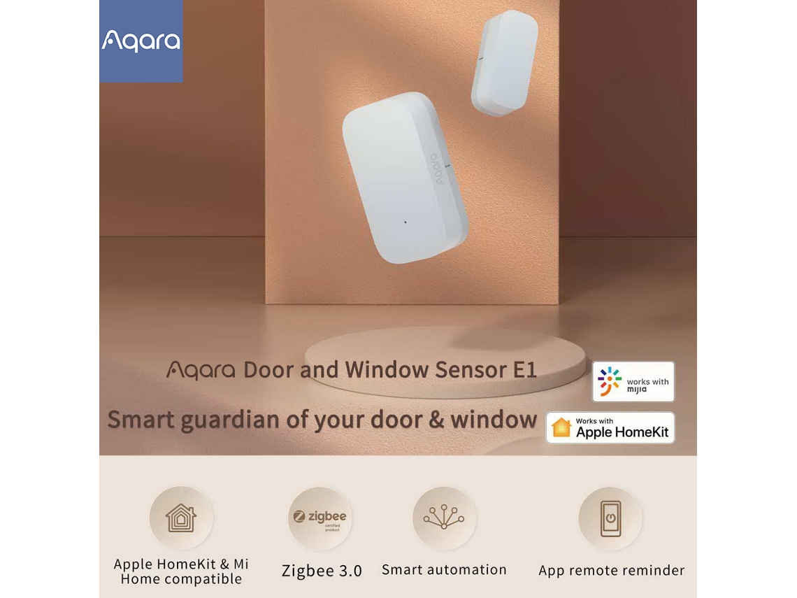 Sensor de puerta y ventana Aqara E1 Zigbee 2021, conexión inalámbrica, control por aplicación, compatible con dispositivos domésticos inteligentes y la aplicación Mijia HomeKit.