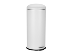 Relaxdays Cubo Basura Baño 30 Litros, Papelera Cocina Tapa Cierre Suave, Asa Y Pedal, Bote Residuos Redondo, Blanco