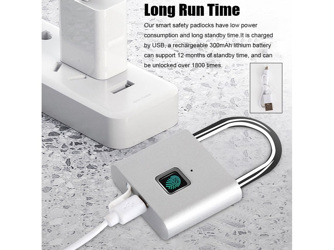 Candado electrónico biométrico STELASPLEN, con carga USB, apto para cajones, maletas y bicicletas.