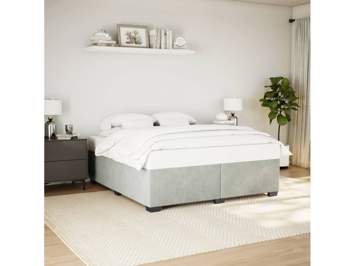 Estructura De Cama Sin Colchón Terciopelo Gris Claro 180x200 Cm