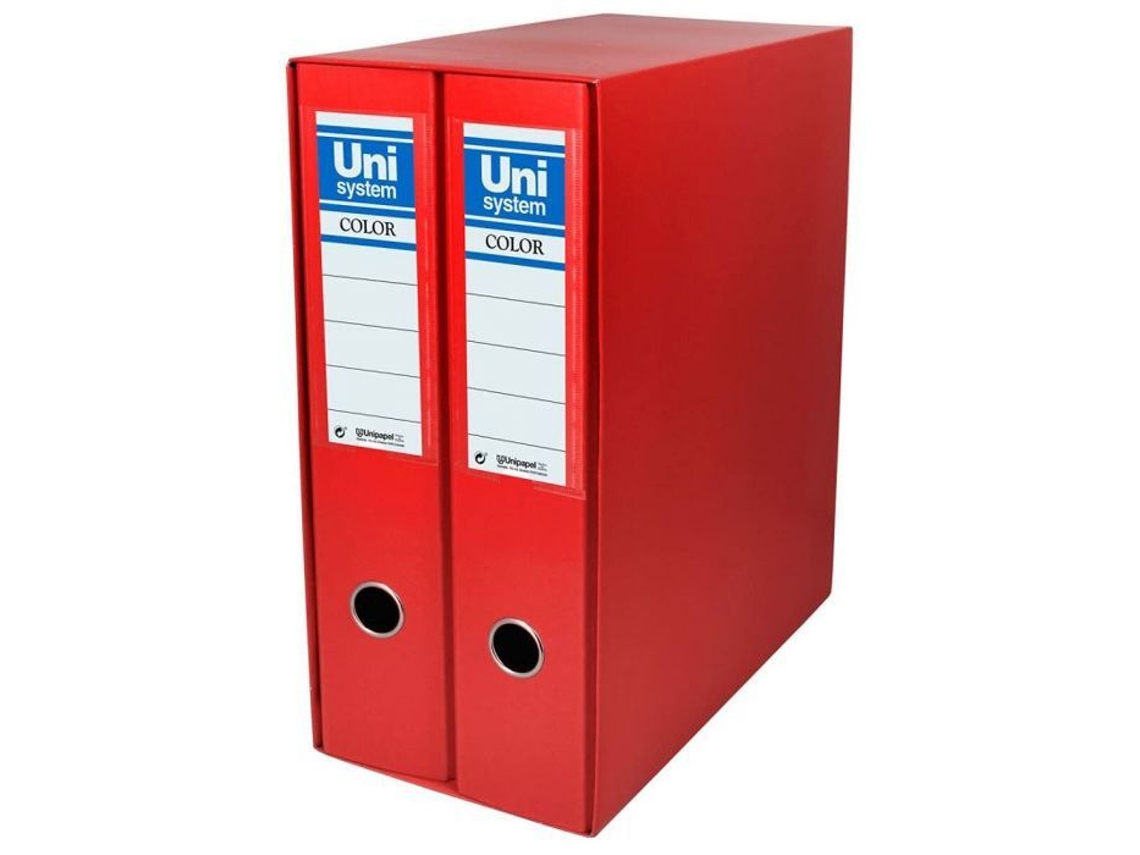 92327 Unipapel Carpeta Unisystem de dos piezas, roja, A4 (31,8 x 29 x 7,5 cm)
