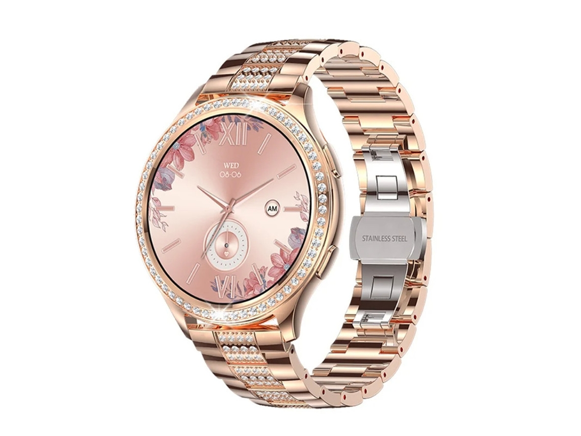 Reloj inteligente Bestvite con llamadas Bluetooth, modos deportivos y detalles de diamantes, rosa