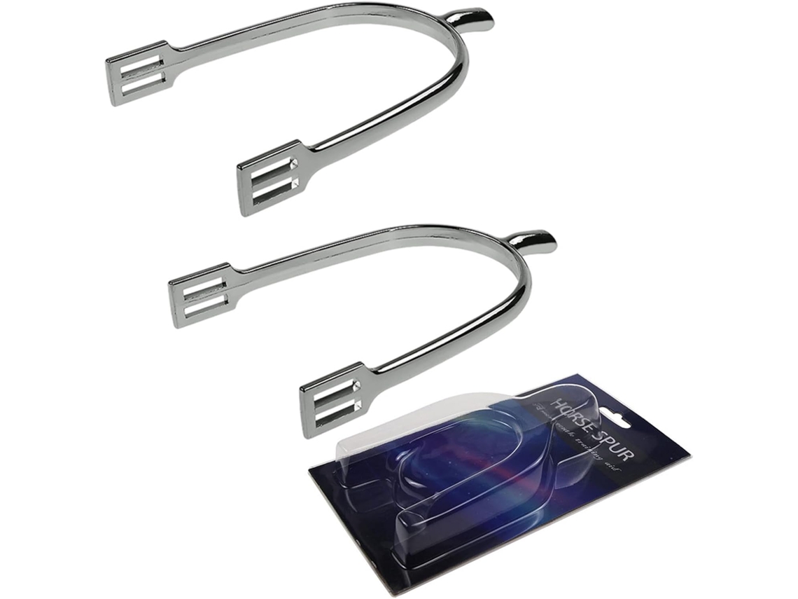 Juego De 2 Espuelas Rectangulares De Aleación De Zinc De Alta Calidad - Cabeza Hueca, Equipo Chapado