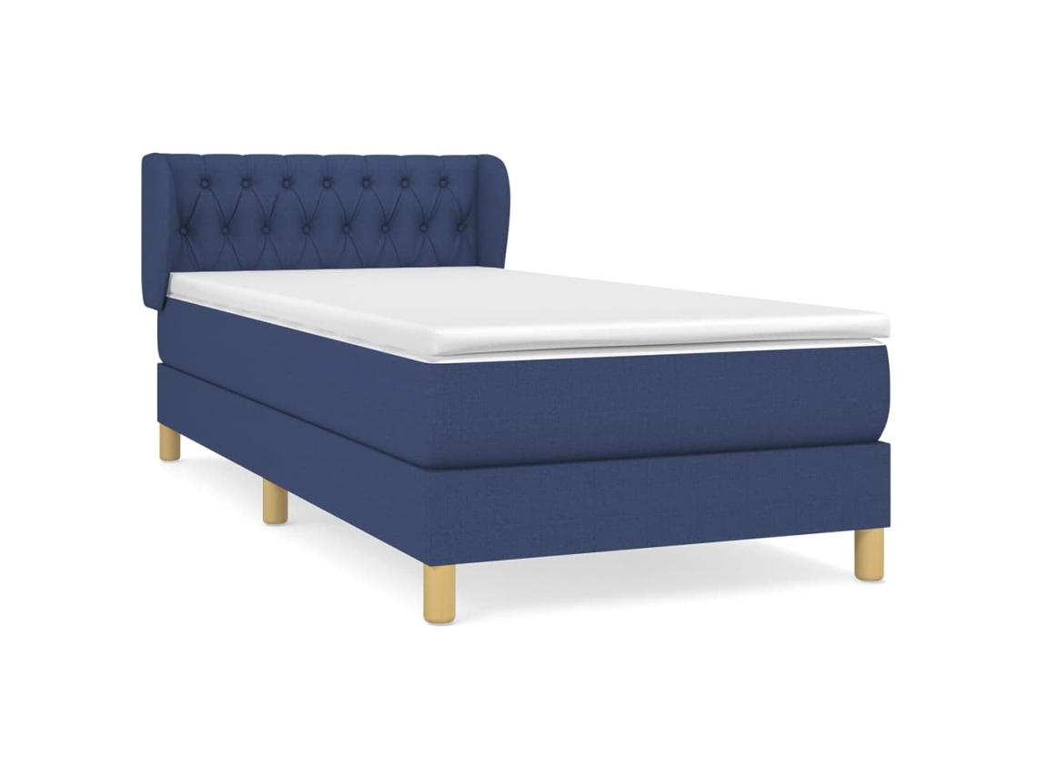 Maison Exclusive - Cama Box Spring Con Colchón Tela Azul 100x200 Cm