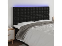 Cabecero Con Luces Led Cuero Sintético Negro 200x5x118/128 Cm