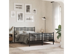 Estructura Cama Sin Colchón Con Estribo Metal Negro 137x190 Cm