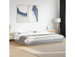 Estructura De Cama Con Luces Led Madera Gris Sonoma 200x200 Cm