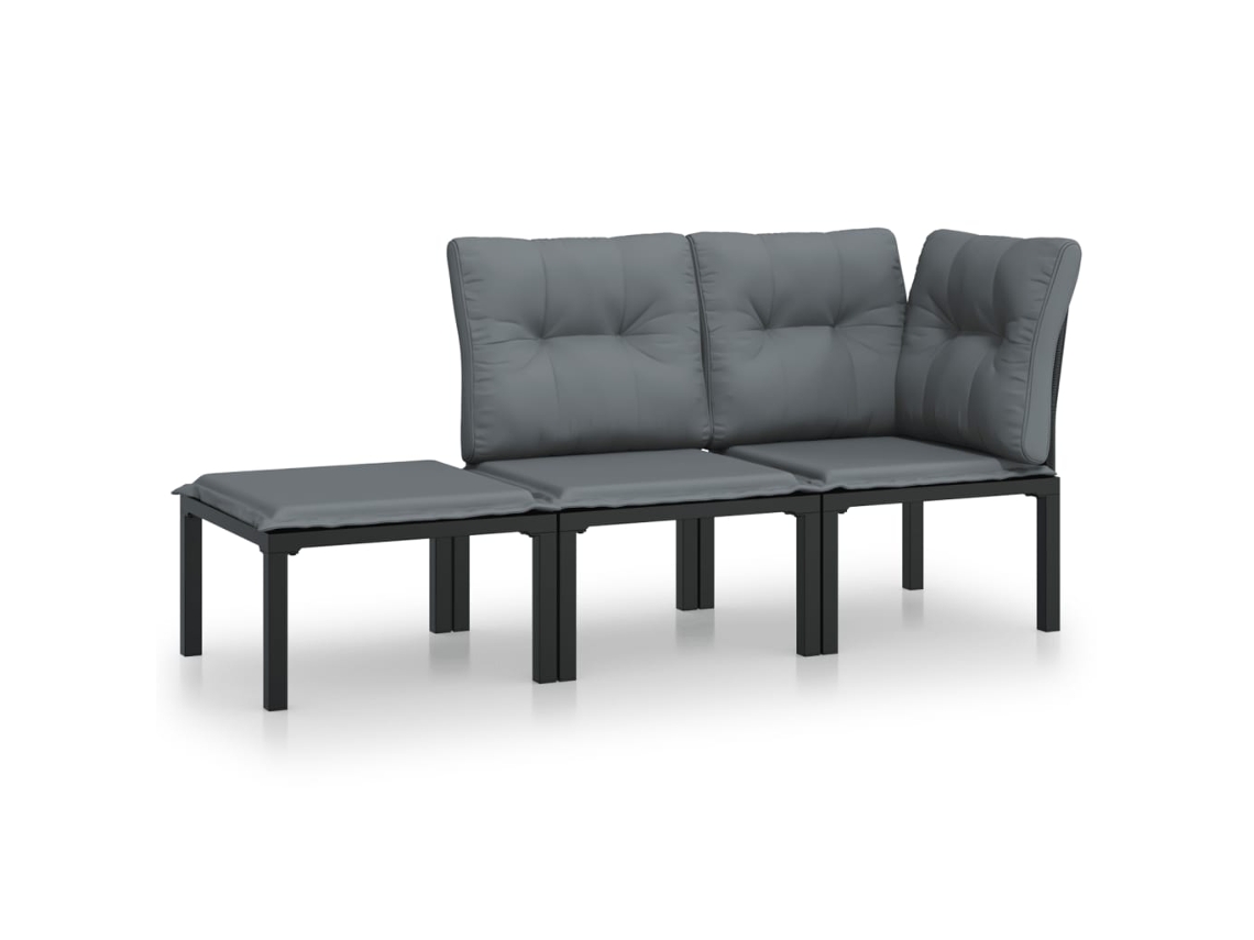 Maison Exclusive - Juego De Muebles Jardín 3 Pzas Ratán Sintético Negro Y Gris