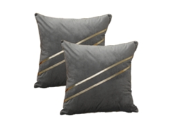 Funda De Almohada De Terciopelo Con Rayas De Cuero Dorado, 45,7 X 45,7 Cm