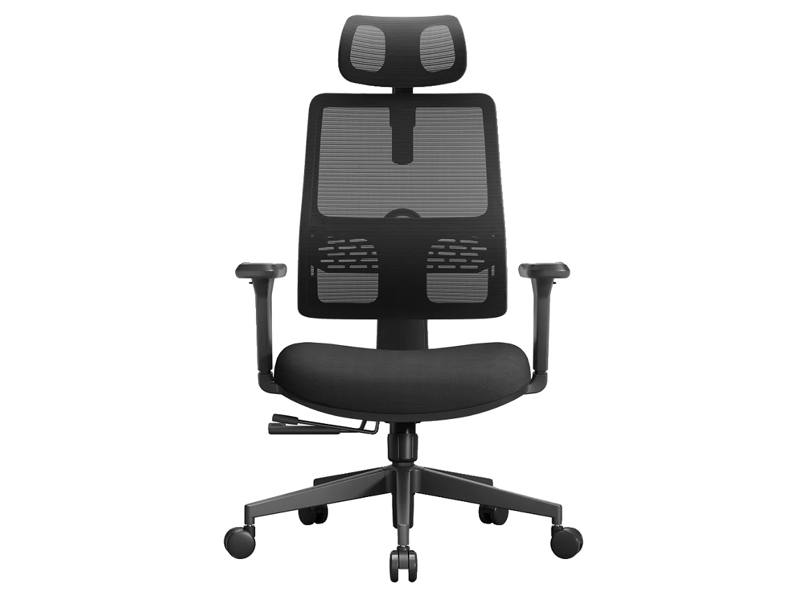 Silla de oficina ergonómica con soporte lumbar adaptable y reposacabezas ajustable, color negro OEM