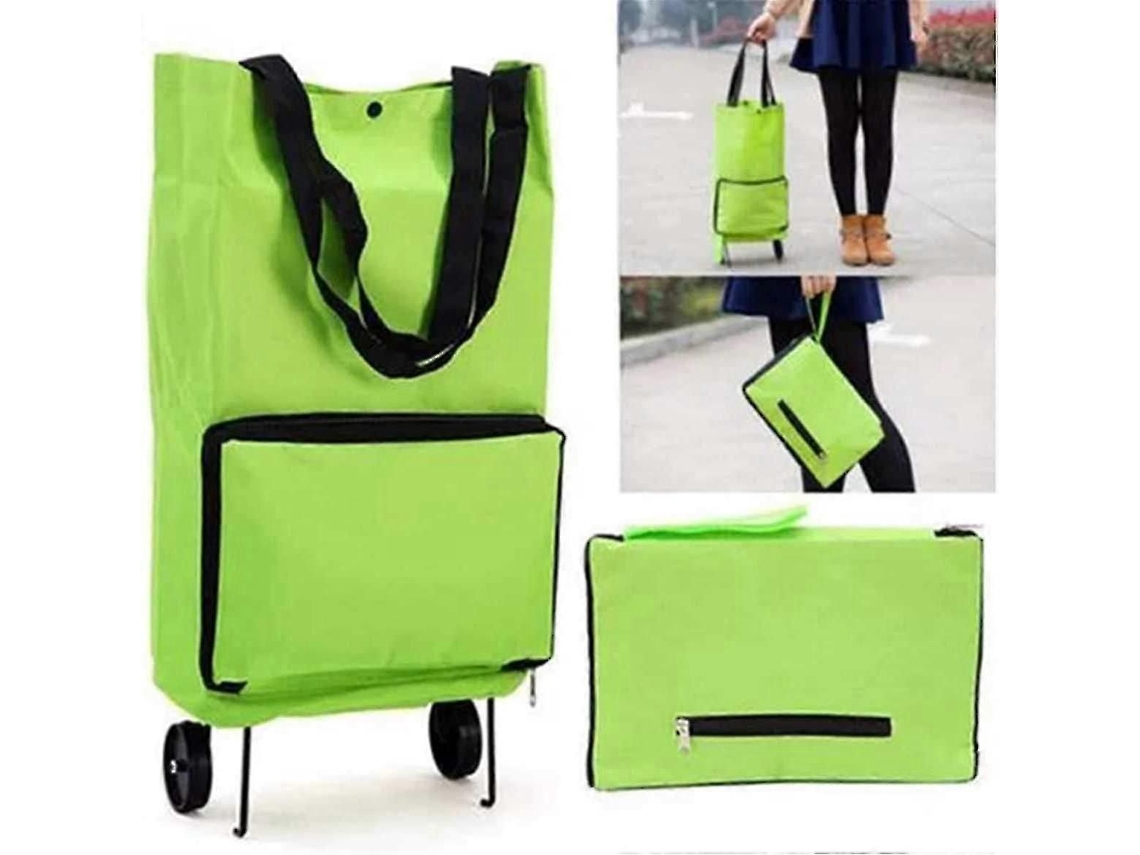 Bolsas de compra plegables con ruedas, carrito plegable, reutilizables, bolsas portátiles con asas GOKOCO