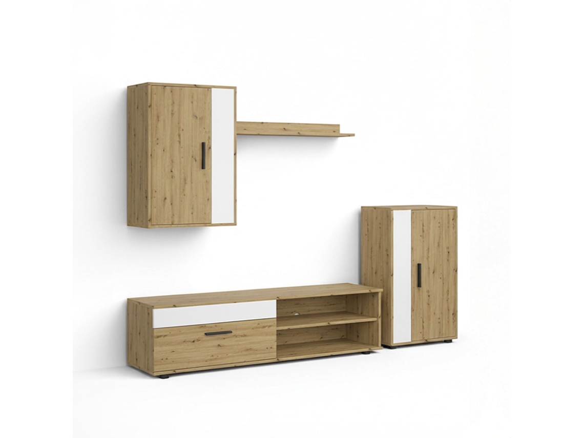 Salón modular con mueble TV 140 cm Lunet Blanco Artik (Blanco Mate) - Alpino 140 x 36,2 x 35 cm