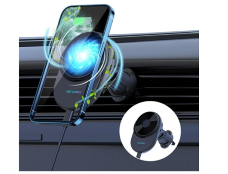 Cargador Coche Inalámbrico Carga Qc Teléfono Inducción Rápida CHRONUS Negro