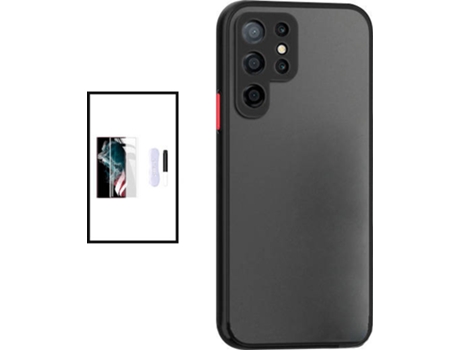 Kit Carcasa Trasera Protección Cámara + Protector de Pantalla Samsung Galaxy S22 Ultra 5G GIFT4ME Negro