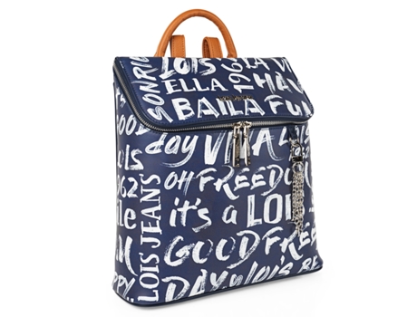 Bolso Mochila Mujer LOIS Words azul marino