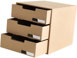 Caja De Almacenamiento De Papel Kraft Con Cajones De 3 Niveles, Gran Capacidad.