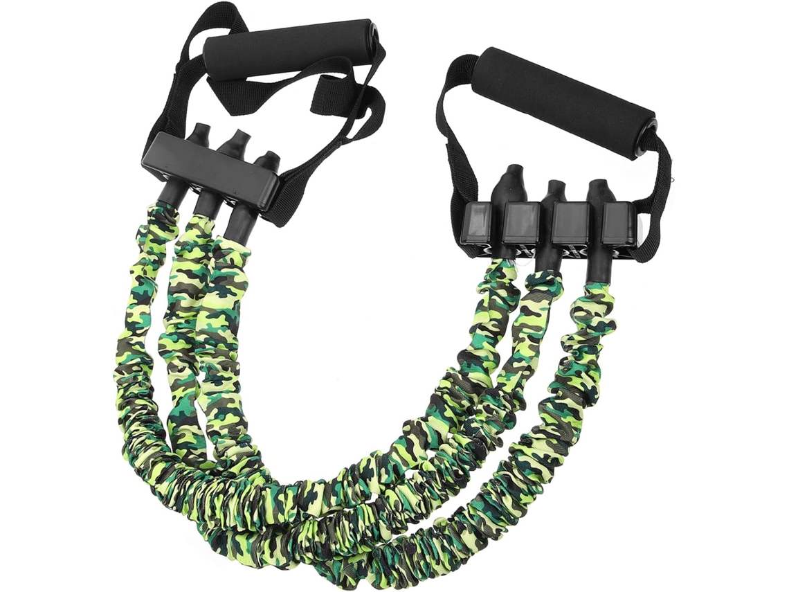 Cuerda De Fitness Resistente, Color Verde Camuflaje, 54 Kg (120 Lbs), Cuerda Elástica Para Ejercicios Musculares Con Mango Ergonómico.