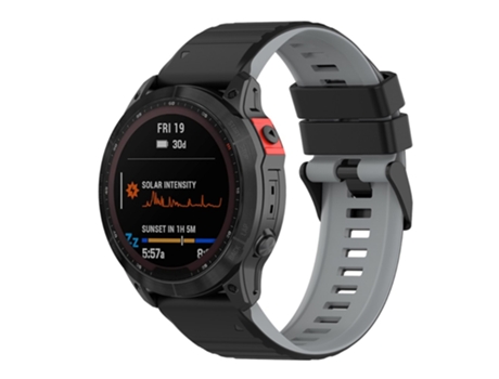 Correa de Silicona 26mm dos colores para Garmin Fenix 7X/6X/5X - negro/gris